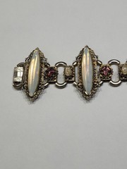 Vintage 1950’s 7.25″ Wide Opaline Glass Crystal Bracelet