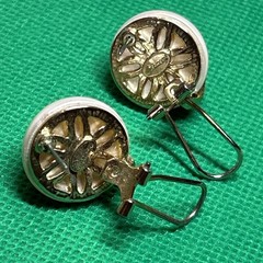 Vintage Carucci Earrings Gold Tone Rhinestone Faux Pearl Pierced 3/4” Beautiful
