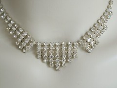 Elegant Necklace, Chain With Clear Rhinestones 22.2 G/Adjustable About 39-45 Cm