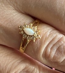Vintage 18k GE Gold Faux Diamond and White Stone Cluster Ring, Size 7