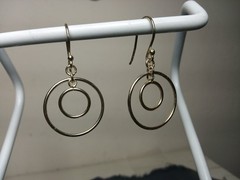 Vintage 925 Silver Double Hoop Dangle Wire Earrings