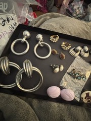 Vintage Clip On/screw Back Earring Lot , All Wearable Lot #5 Sold As Is