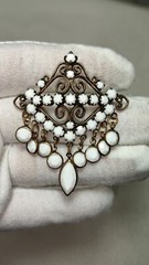 Vintage Juliana Delizza and Elster White Milk Glass Waterfall Pin Brooch