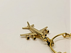 Vintage MONET Charm Holder Gold Tone Pendant w/ Air Plane Charm Retro 70’s 80’s
