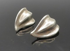 925 Sterling Silver Vintage Shiny Floral Leaf Non Pierce Earrings EG4834