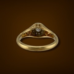 Vintage Art Deco 18K Gold Platinum Top Diamond Halo Ring 0.33 CTW Size 5.5