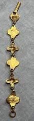 Robert Rose Bracelet VTG Thick Gold Tone Hearts Stones Artisan Links 7” 1990s