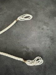 Vintage Faux Pearl Lariat Necklace Knotted Tassel Rope Style Costume Jewelry