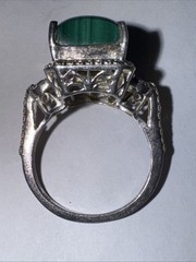 Vintage Sterling Silver Malachite Ring 925 Size 6.75
