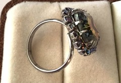Vintage Aurora Borealis Rhinestone Adjustable Statement Ring Size 6-Plus