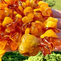 Natural Baltic Amber Necklace 19” Butterscotch Nuggets Large Center Amber Bead