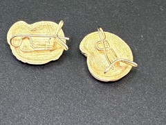 Vintage Gold Tone Textured Clip On Earrings Abstract Organic Modernist