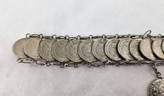 Vintage Mexican 1974 20 Centavos 1979 10 Centavos Coin Bracelet 7”