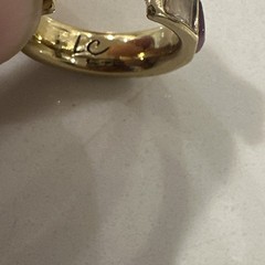 Liz Claiborne “LC” Signed Multi-Colored Glass Stone Gold Hoop Earrings VTG