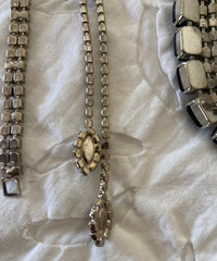 5 pc Vintage Large Black Jet Rhinestone Necklaces, Bracelet, Earrings