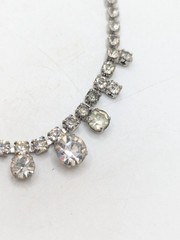 Vintage 1950s 1960s Rhinestone Collar Choker Necklace Glam Bling Silver Wedding