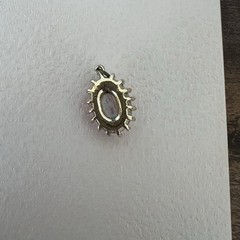 Vintage Iridescent Peacock Blue and Pink Glass Stone Pendant Gold Accent