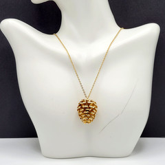 Pinecone Articulated Pendant w Chain Woodland Holiday Nature Gold Tone Necklace