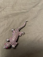 Gecko Lizard Brooch Pin Rhinestones And Great Pin Vintage No Brand