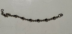 VINTAGE STERLING SILVER AND ONYX Link BRACELET 7.5” Long EUC