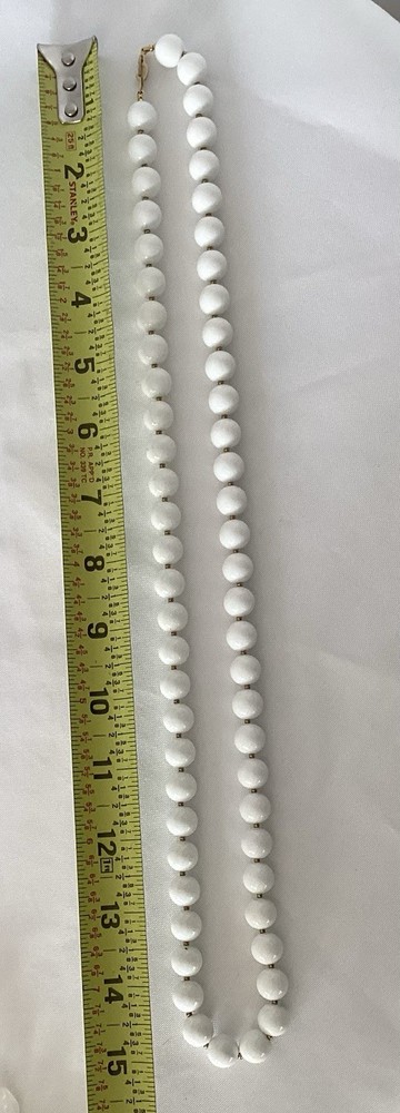 Vintage White Bead Gold Tone Necklace(no Brand) AND Clip On Earrings (Trifari)
