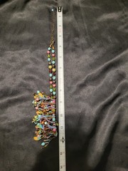 Boho Multi Color Seed Bead Fringe Cluster Collar Necklace Antique Bronze Tone