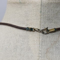 Vintage Star Pendant Leather Cord Necklace 18 Inch Brown Silver Tone Y2K Boho