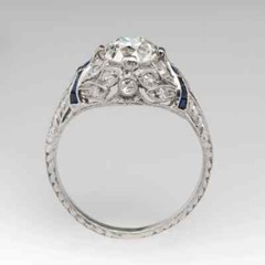 Art Deco Style Round Cut Lab-Created Diamond 14k White Gold Finish Wedding Ring
