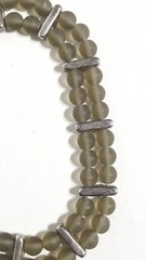 Vintage Marina & Susana Sent Murano Glass Smoky Gray Beaded Double Row Necklace
