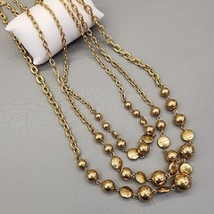 Vintage Liz Claiborne Necklace Three Layered Chain Gold Tone 33″
