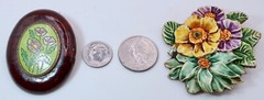 Secret Garden Treasures: 2 Vintage Pins w Multi Floral Made in West Germany