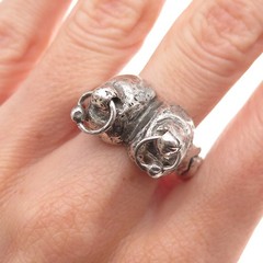 925 Sterling Silver Antique Art Deco Woven Oxidized Ring Size 11.25