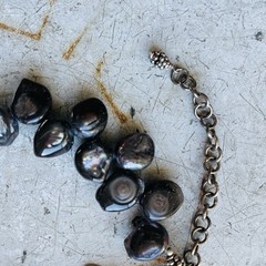 VTG Iridescent Peacock Baroque Pearl Necklace Sterling Silver Clasp~18”