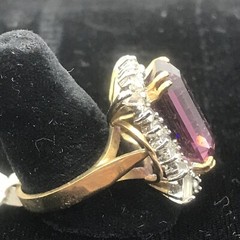 Vintage 18KT GE Gold Plated Purple Austrain Crystal Clear Acc Ring varied sizes