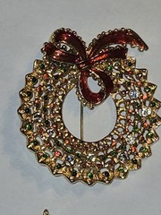 6 Christmas Brooch Rhinestone Enamel Pins Costume Jewelry, 1.5-2.5 Inches