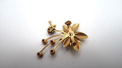 Vintage Gold Cross Purple Flower Pin Brooch 4.5cm BB13