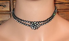 1950s Rhinestone and Black Plastic Jewelry Set is Chic and Stunning Vintage