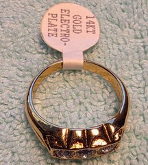 Vintage Uncas 14kt Gold Electroplate 3-Stone CZ Gypsy Ring Band – Men’s 11.25