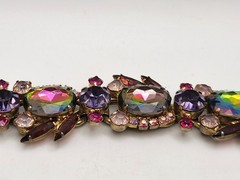 Vintage Juliana D&E Purple Watermelon Heliotrope 5 Link Bracelet Verified