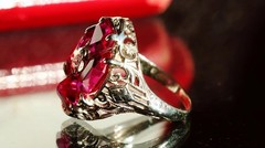 14k white gold ring 2.50ct lab created ruby sz 3.5 antique handmade 2.33gr N3331