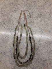 3 Strand Goldtone Faux Jade Necklace 22″, 20″ & 18″