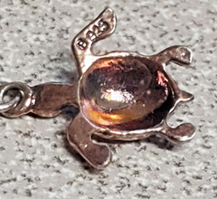 925 Signed Sea Turtle Earrings 1in Drop Vermeil Shell Sterling Silver VTG