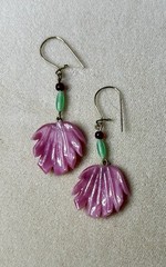 Vintage Pink Satin Glass Flower Earrings Lucy Isaacs