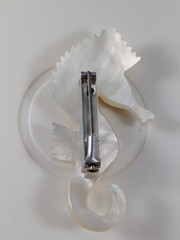 Vintage 1970s Mother Of Pearl Seahorse Brooch, Exc. Cond.
