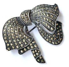 VINTAGE STERLING SILVER MARCASITE BROOCH | 11 GRAMS