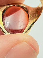 Antique 14Kt Solid Yellow Gold Heavy Carnelian Cameo Bearded Man Ring 10g S11
