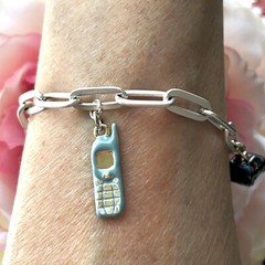 Charm Bracelet Cell Phone Computer Car IT Gift 80s 90s Whimsical Jewelry 7.5”