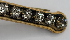 Edwardian Gold Plated with Rhinestones Brooch Bar Pin Circa 1920s