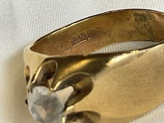 Vtg 1930’s Men’s Ring Sz 9 3/4 5.2mm Stone 1/20 14 K Gold Shell Band *READ*