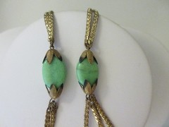 Antique Vintage 1920s EGYPTIAN REVIVAL NECKLACE art deco green czech glass